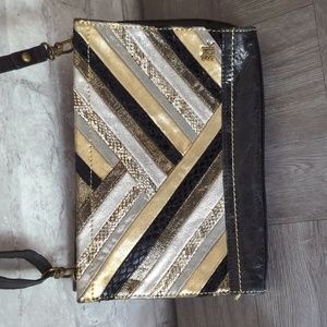 The Sak Leather Metallic Quilt-Like Shoulder Crossbody